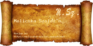 Melicska Szolón névjegykártya